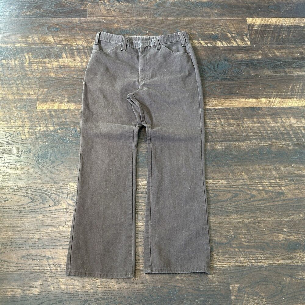 Vintage 90s Dickies Brown Work Pants Bootcut Flare Workwear USA Style 874 Mens